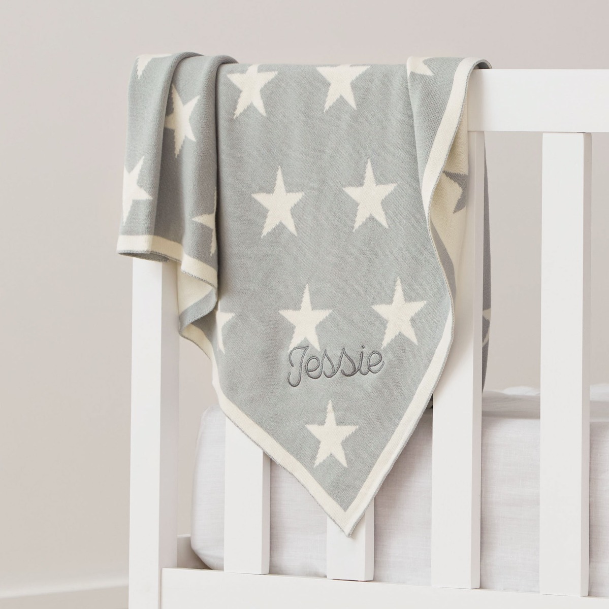 Personalised Light Star Intarsia Blanket