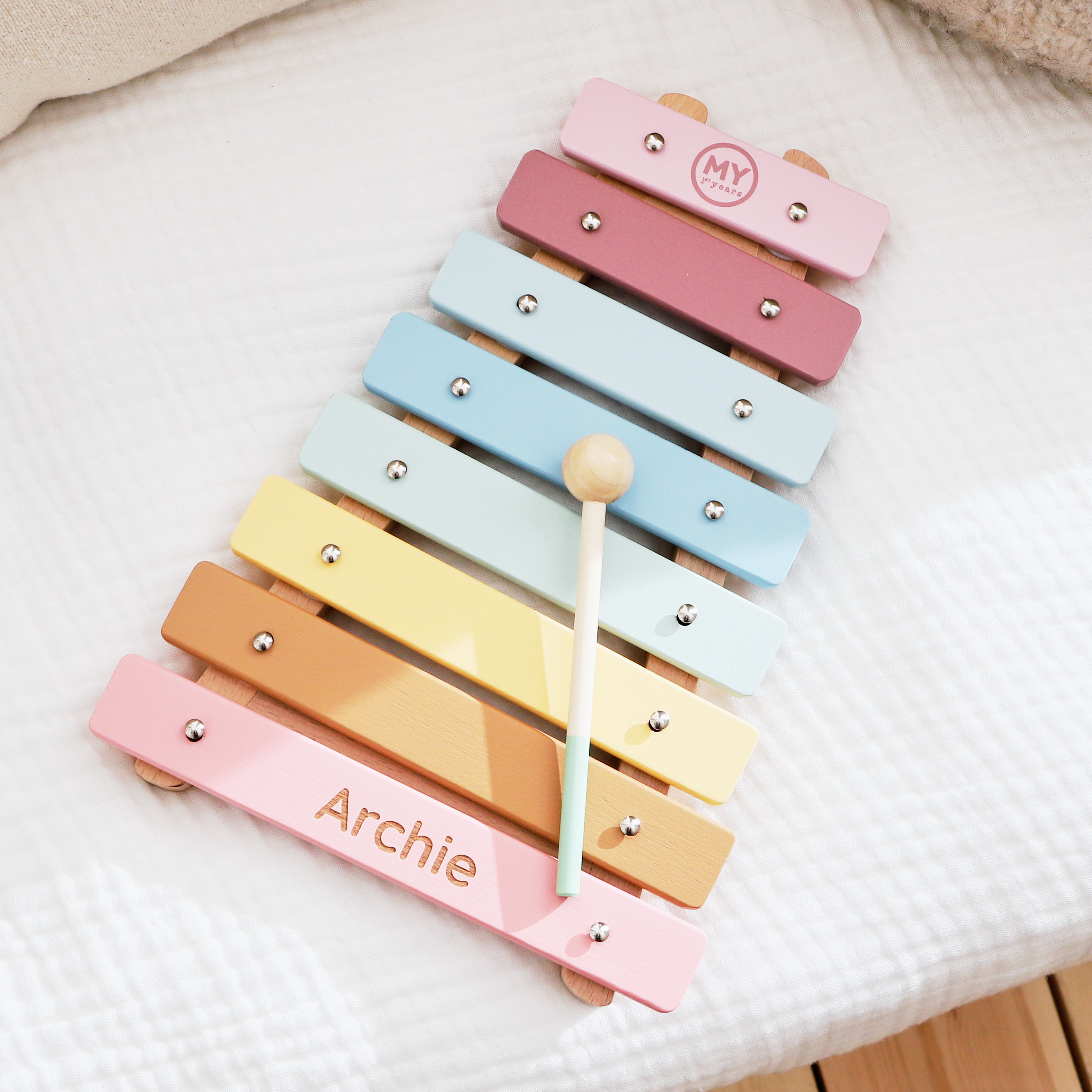 Personalised Pastel Xylophone Wooden Toy