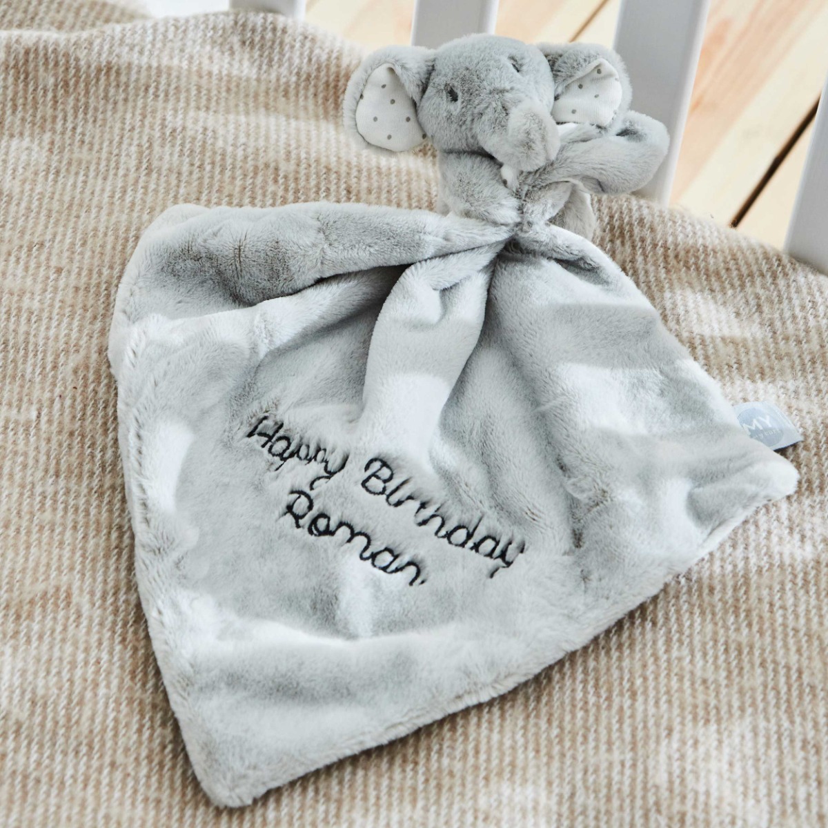 Personalised Light Elephant Comforter