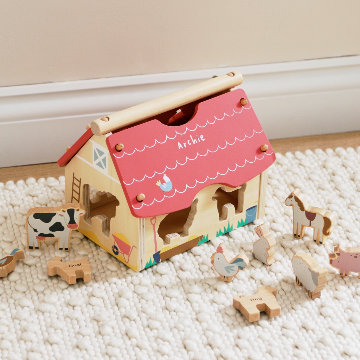 Personalised Wooden Farmhouse Shape Sorter