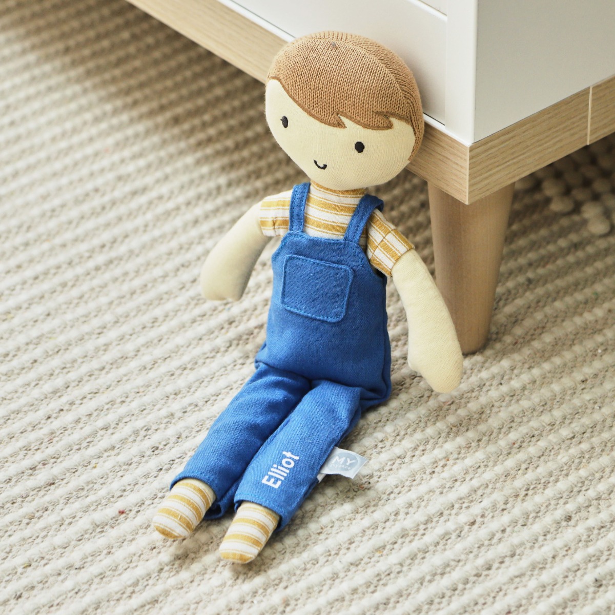 Personalised Fair Hair Doll in Dungarees Outfit