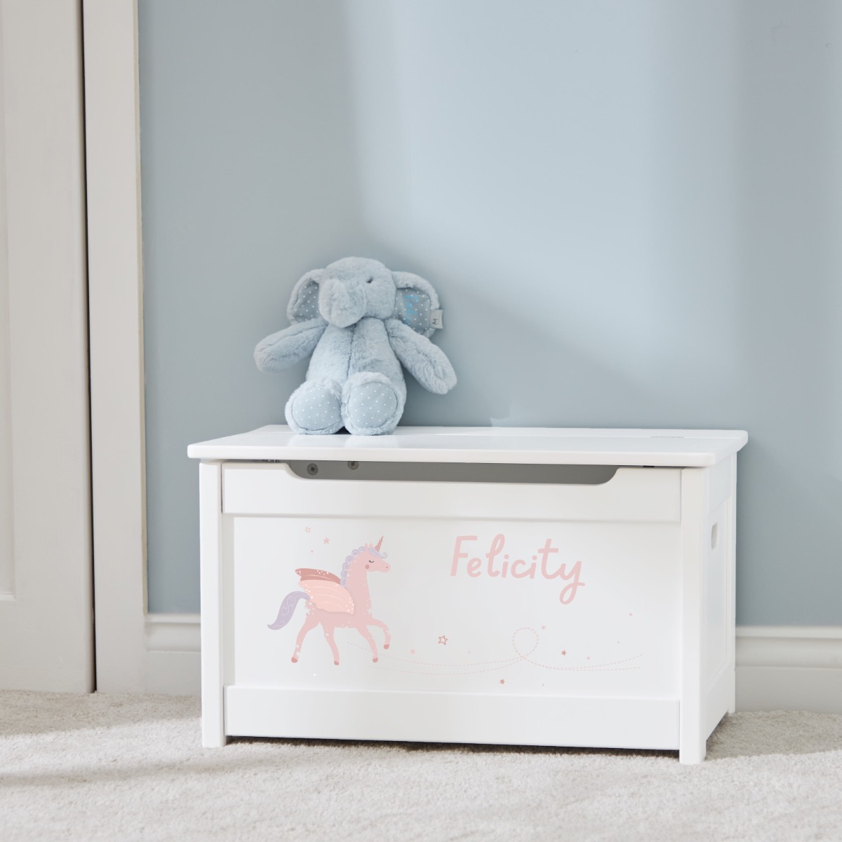 Personalised Unicorn Design Panelled Toy Box