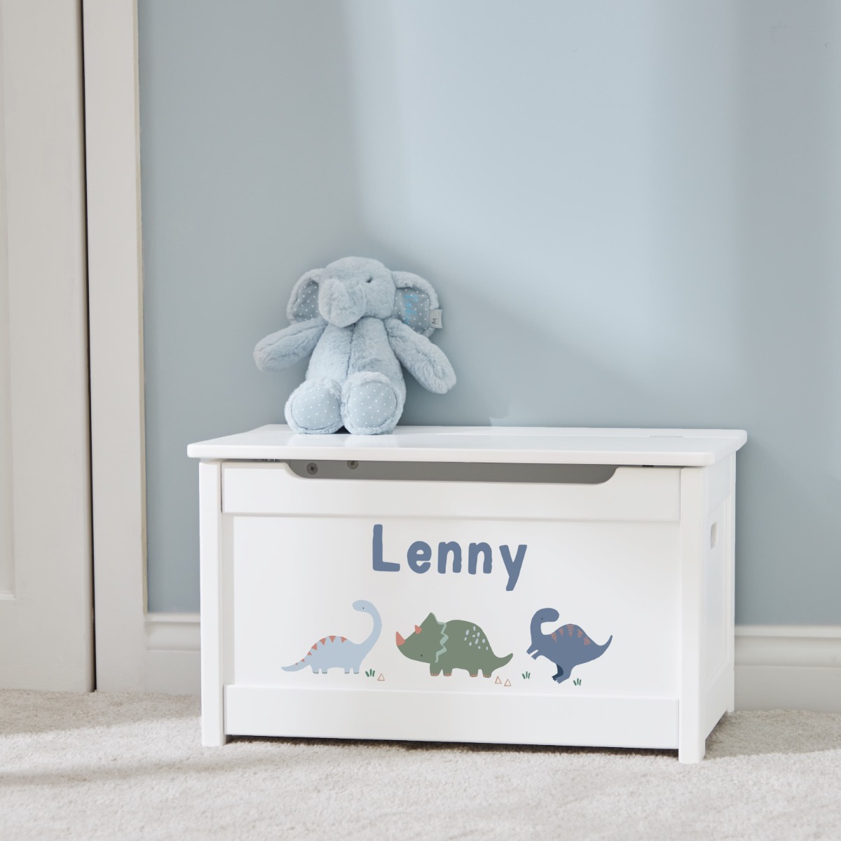 Personalised Three Dinosaurs Design Panelled Toy Box