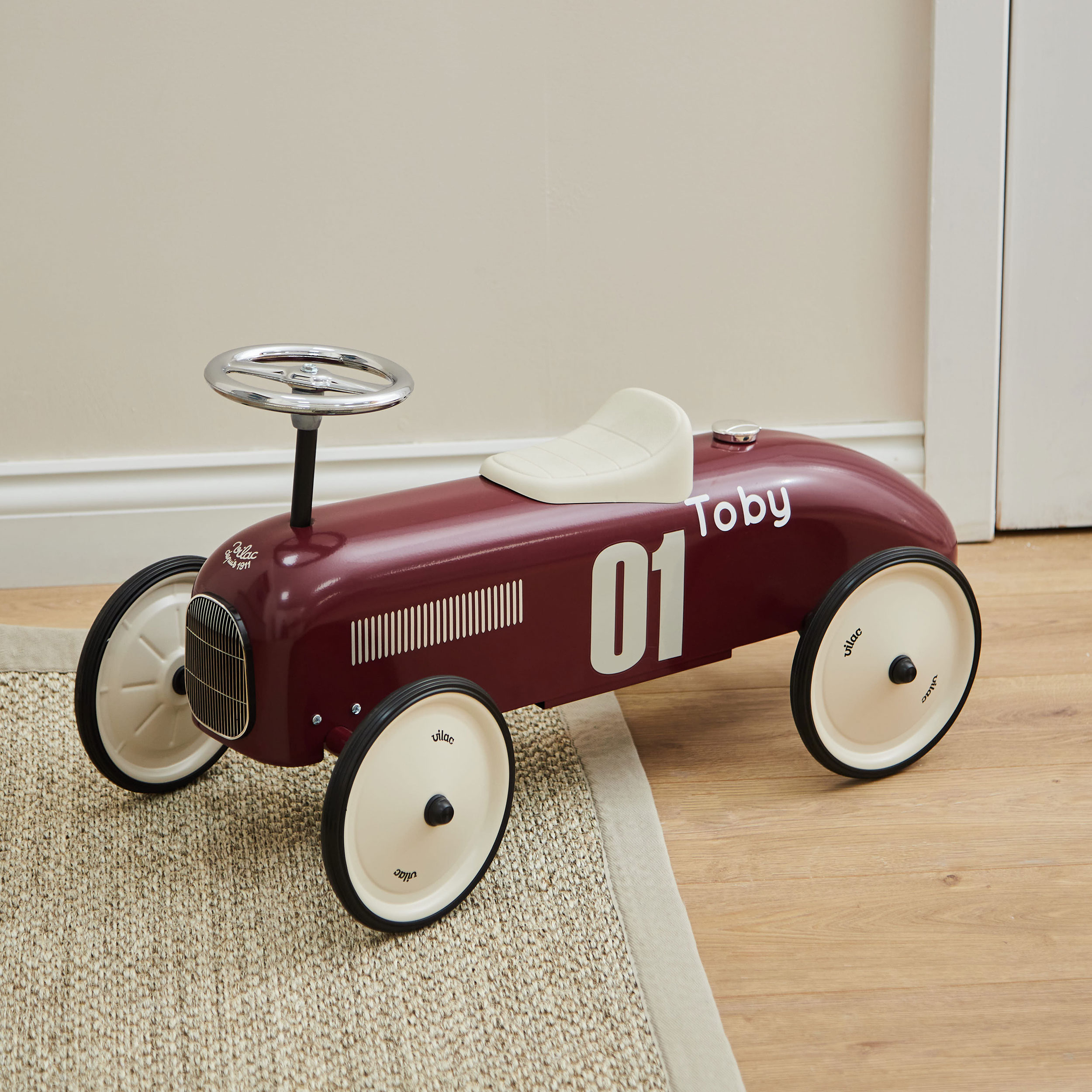 Personalised Burgundy Vilac Racing Ride-on Car