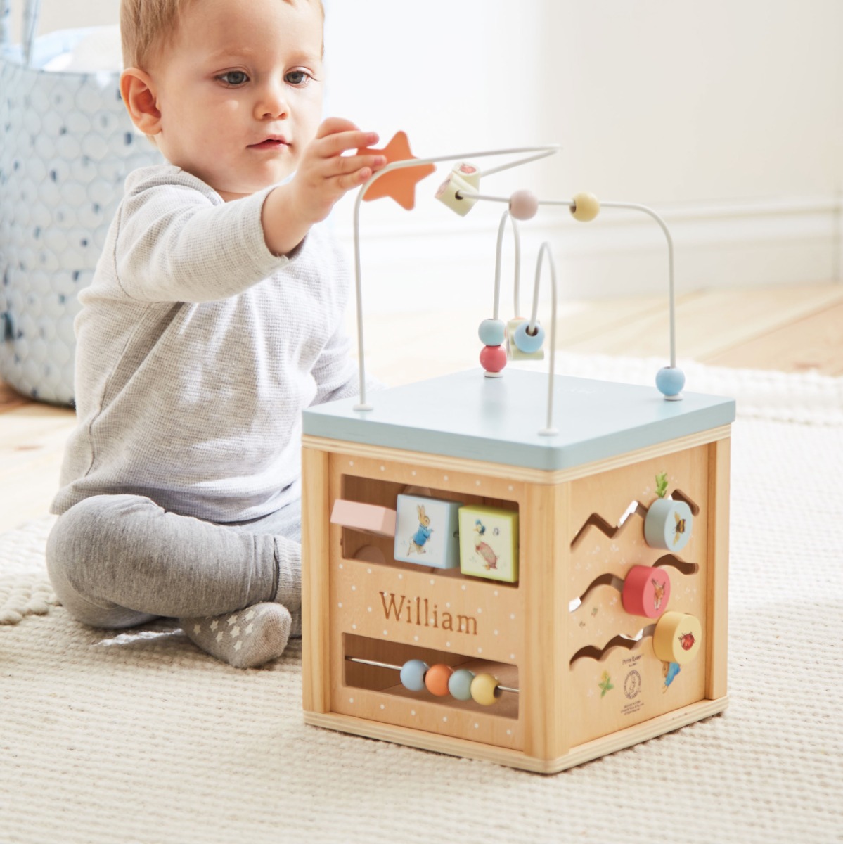 Personalised Peter Rabbit Wooden Activity Cube Toy