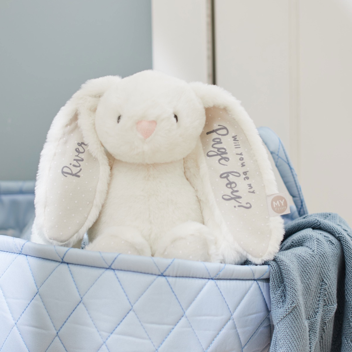 Personalised Will You Be My Pageboy Bunny Soft Toy