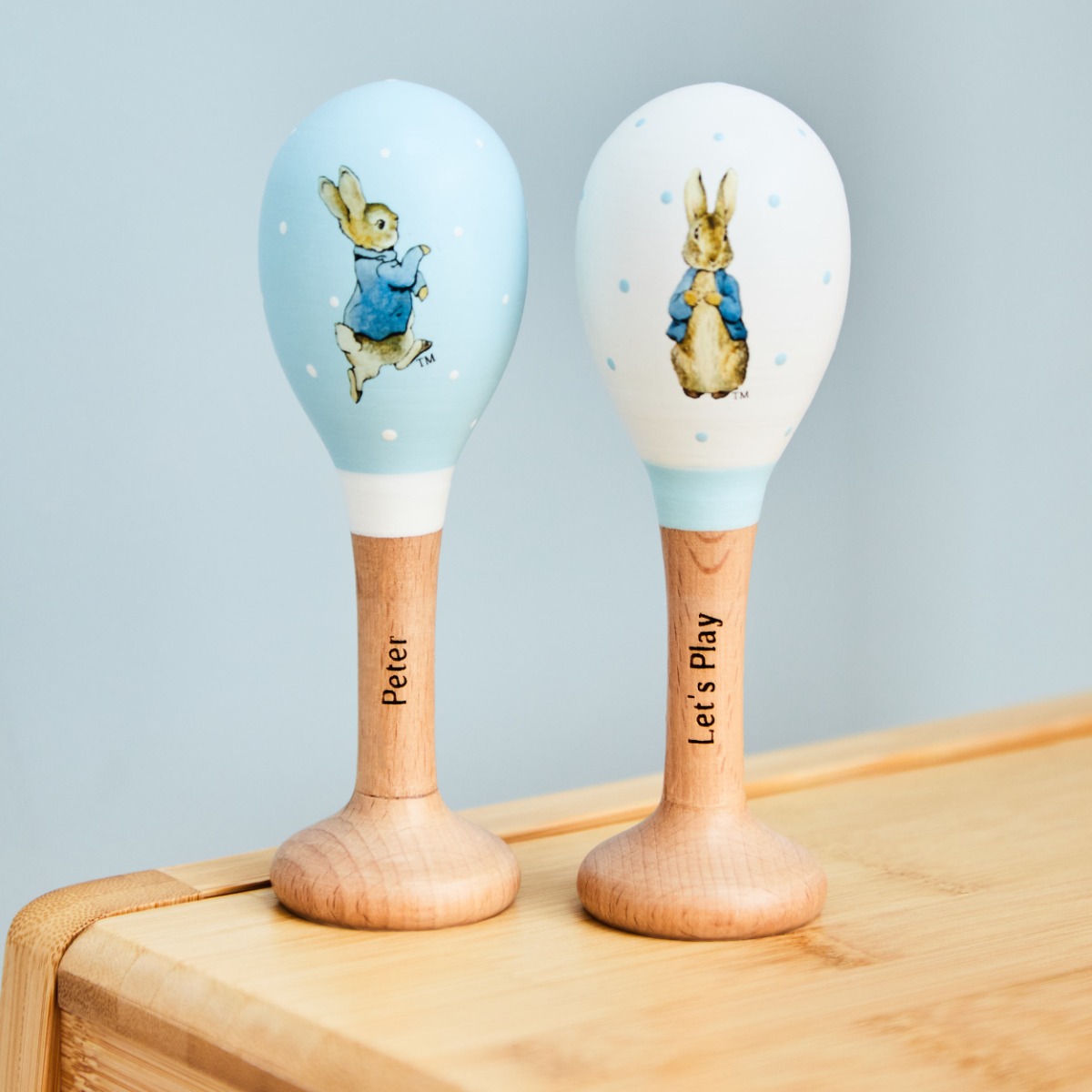 Personalised Wooden Peter Rabbit Maracas