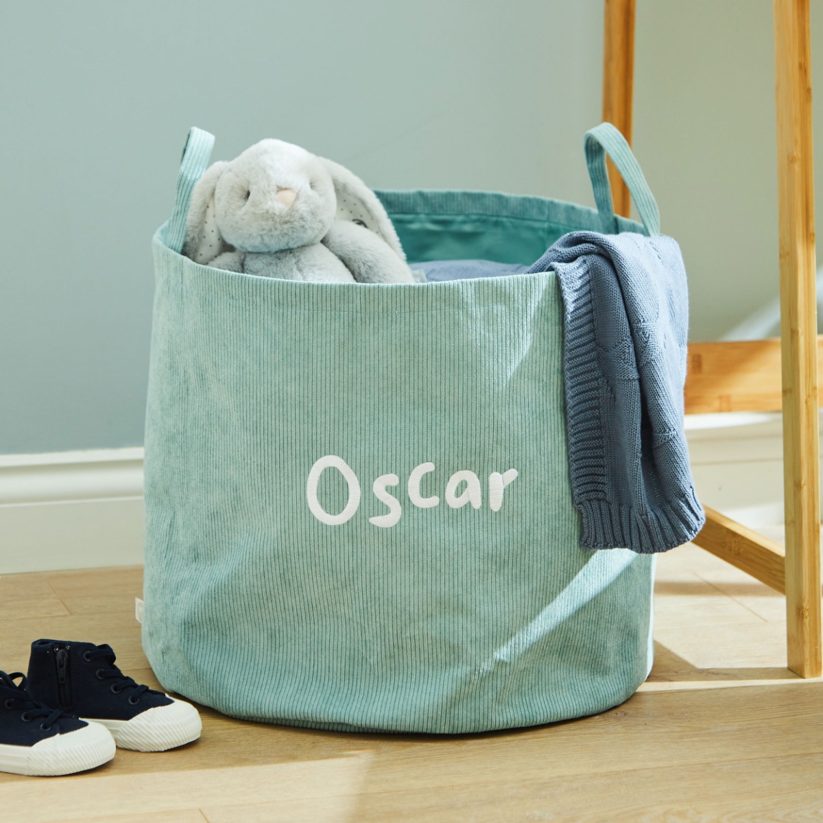 Personalised Large Sage Cord Storage Bag