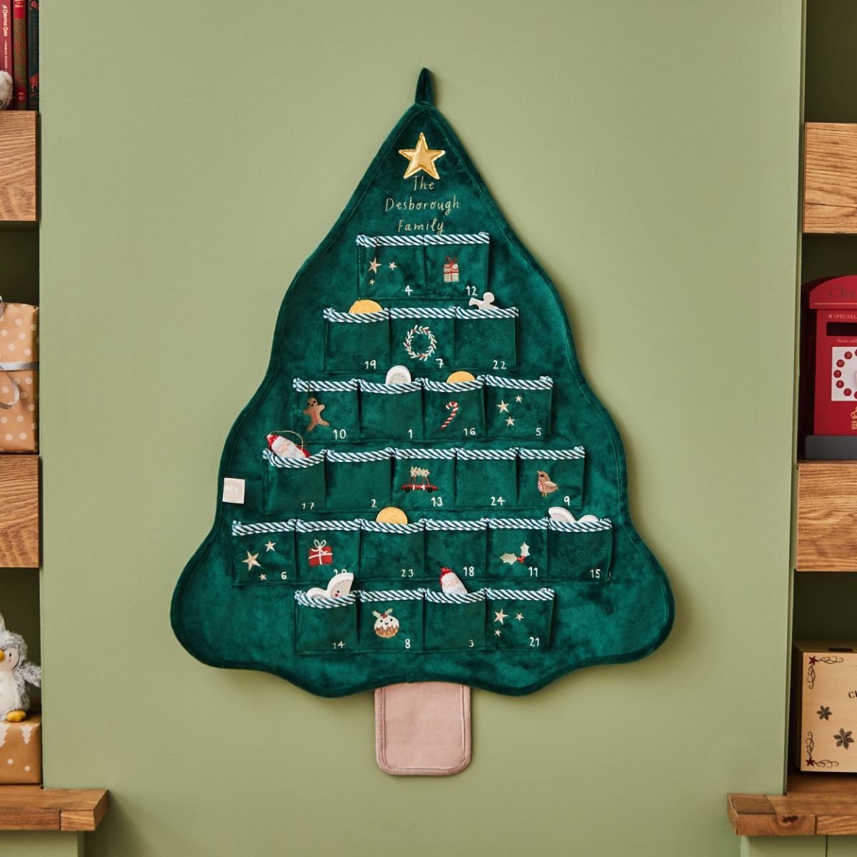 Personalised Fabric Christmas Tree Hanging Advent Calendar