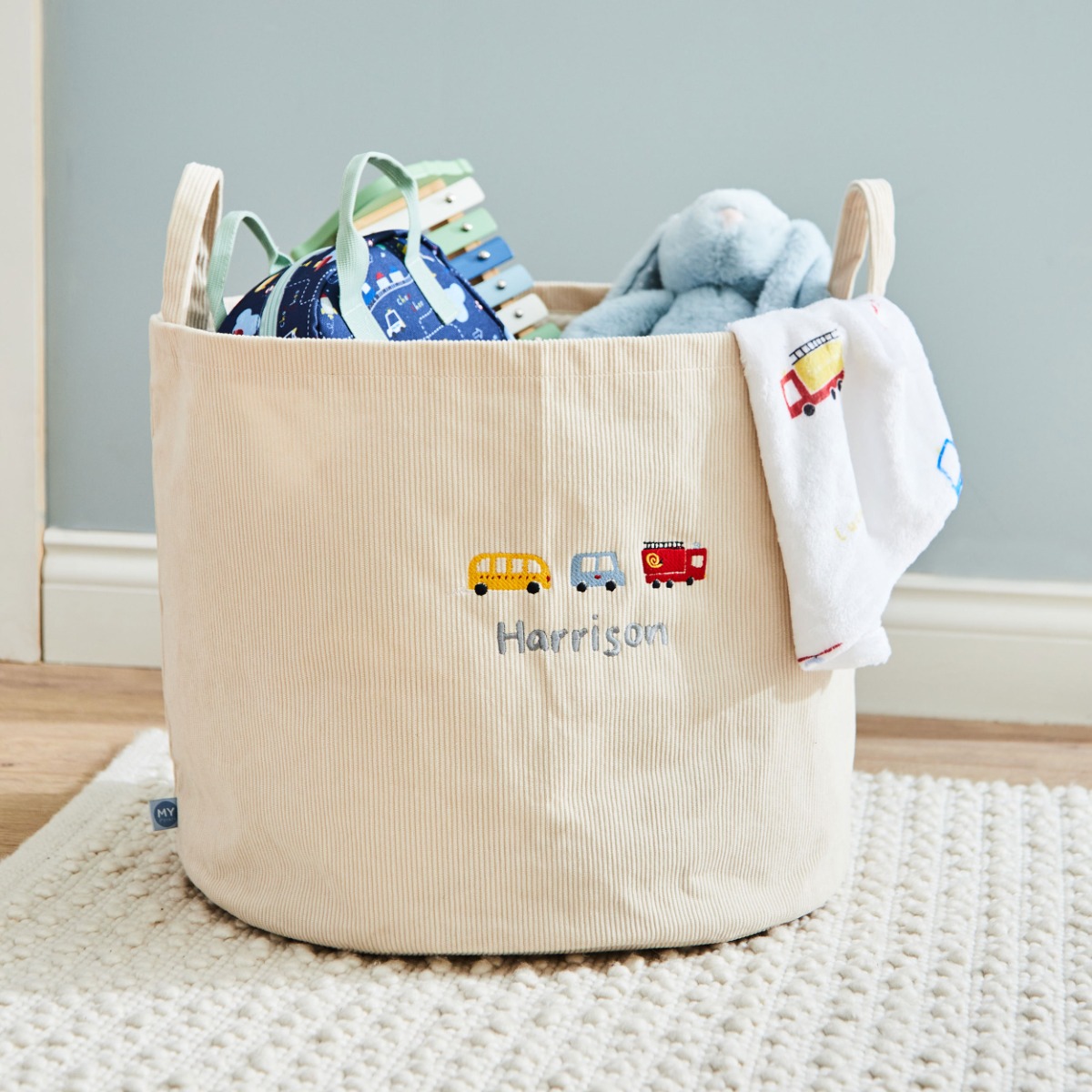 Personalised Large Transport Ecru Cord Storage Bag