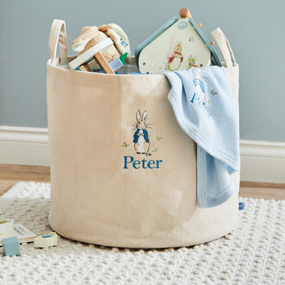 Personalised Large Peter Rabbit Ecru Storage Bag