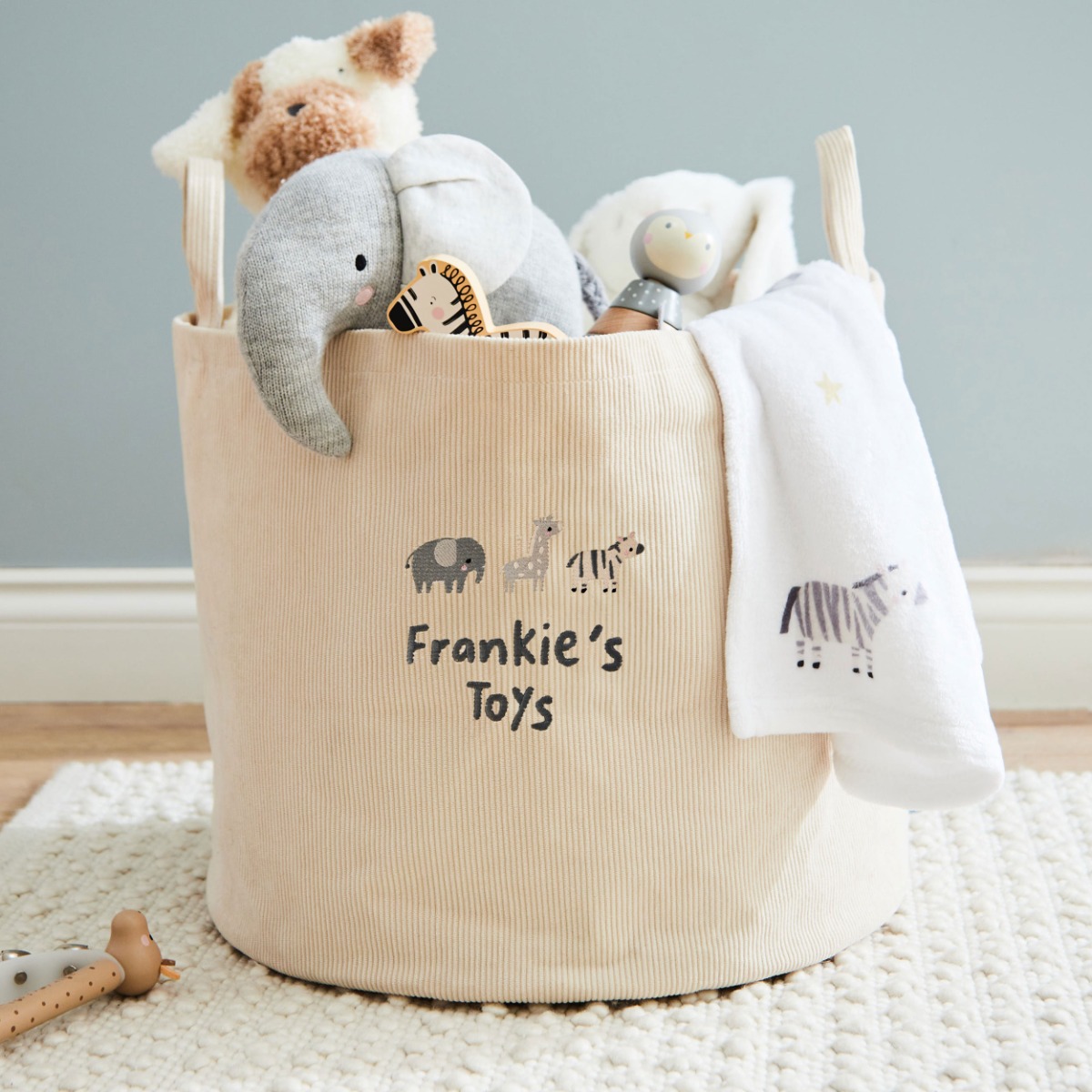 Personalised Ecru Safari Cord Storage Bag