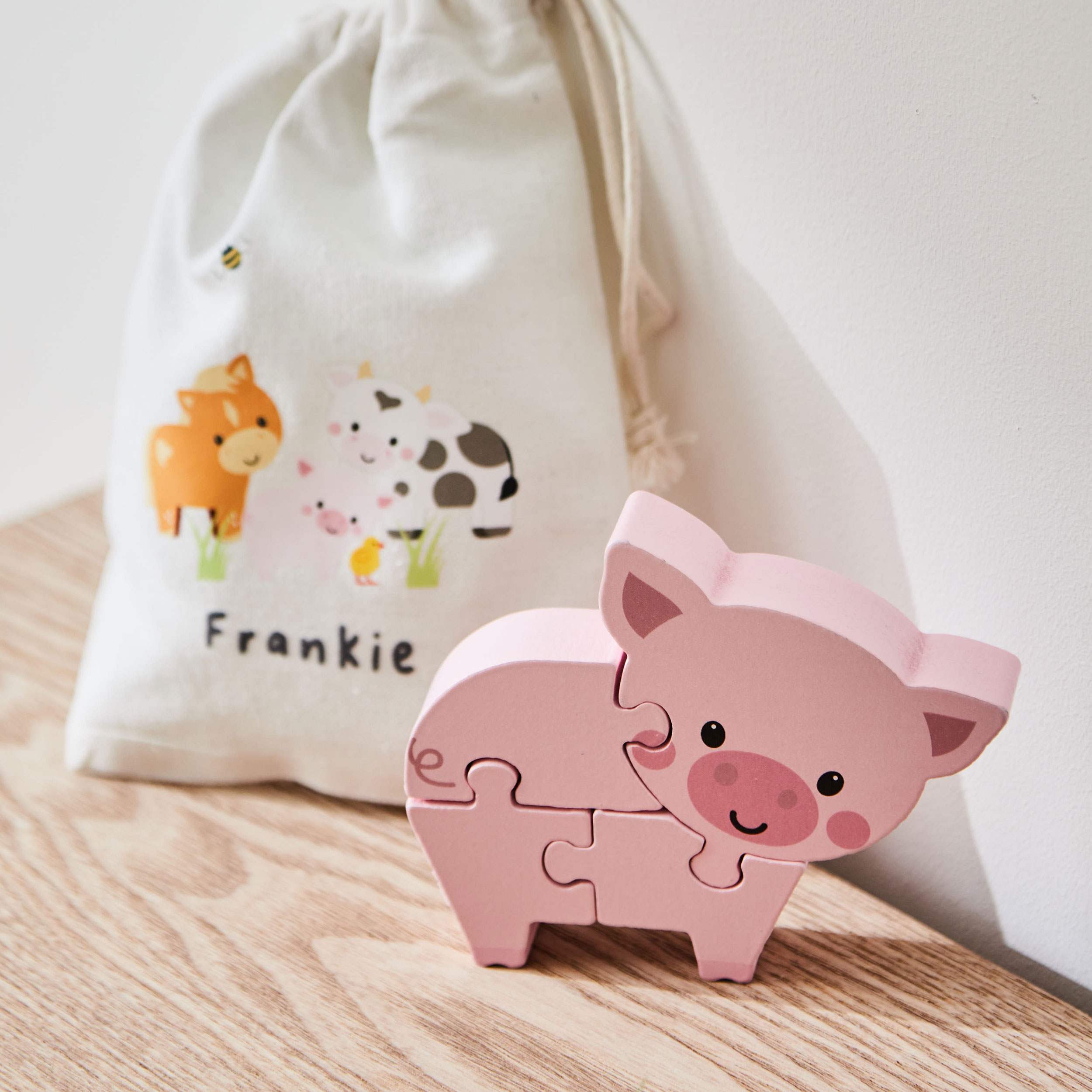 Personalised Tree Toys Pig Wooden Puzzle