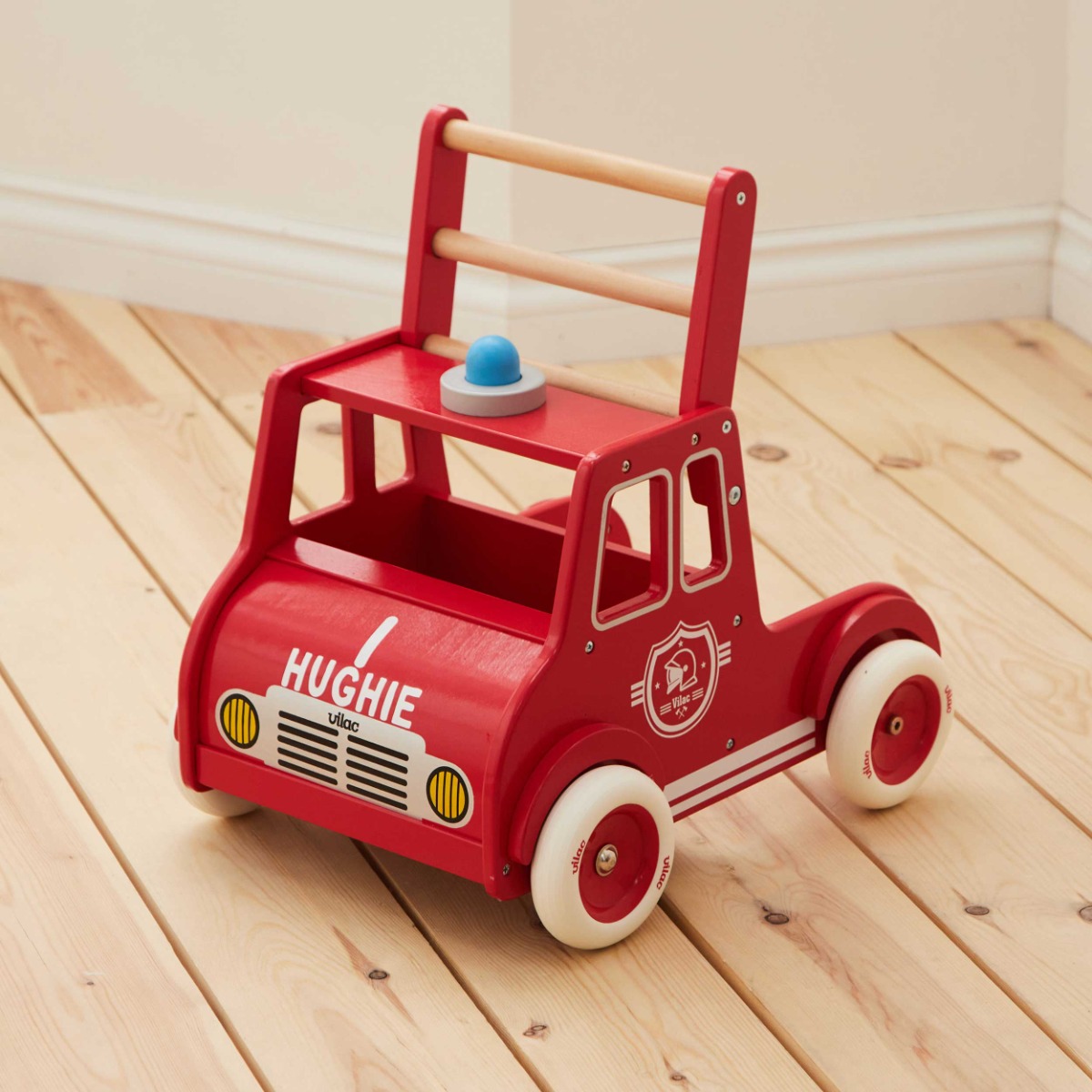 Personalised Vilac Wooden Fire Engine Walker