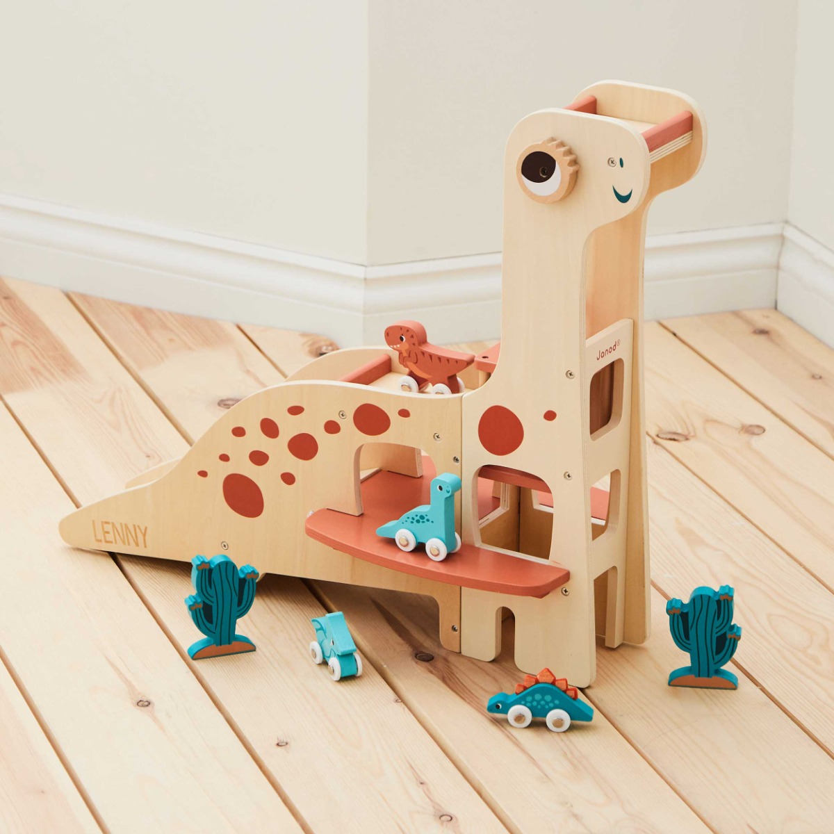 Personalised Jadon Dinosaur Wooden Garage Set