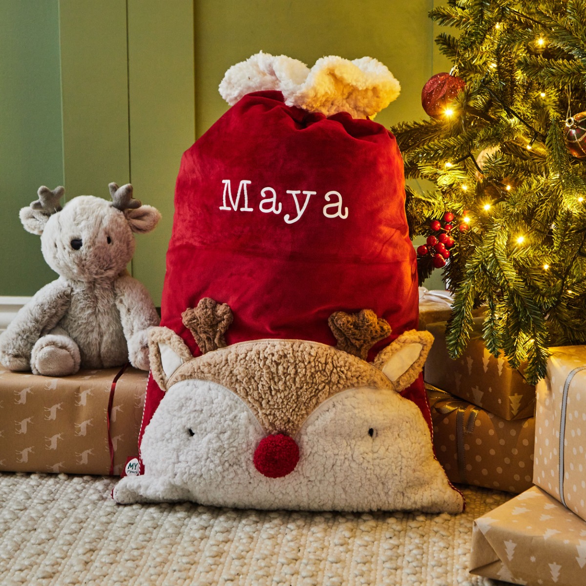 Personalised Reindeer Christmas Sack