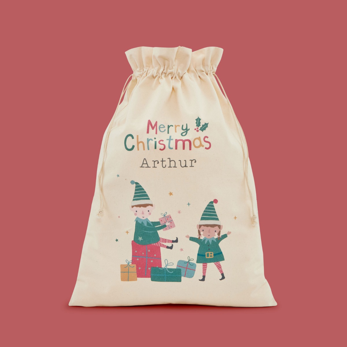 Personalised Elf Cream Sack