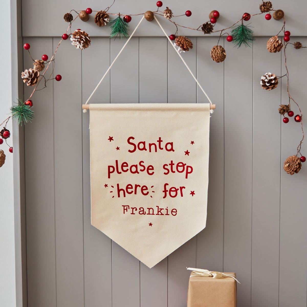 Personalised Santa Stop Here Wall Hanging