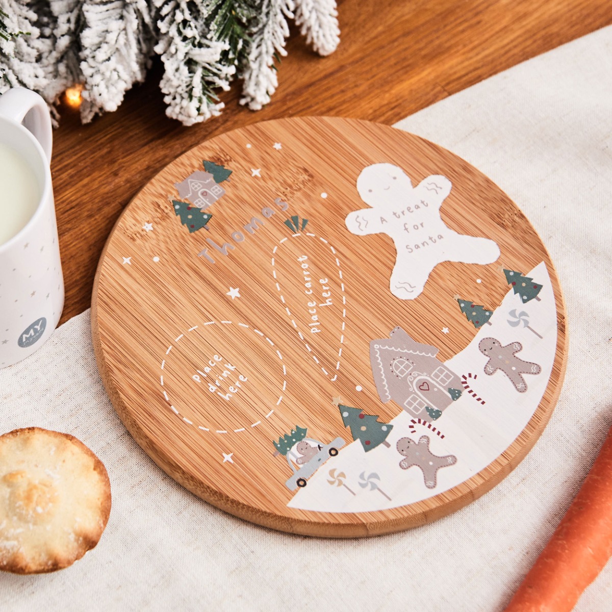 Personalised Gingerbread Christmas Bamboo Platter