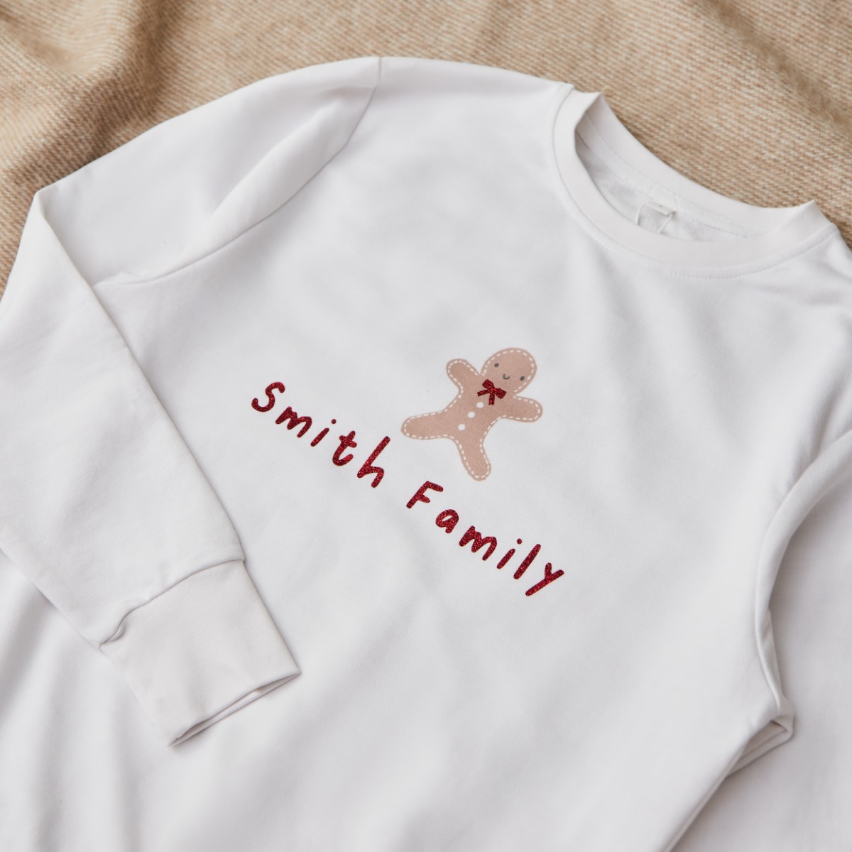 Personalised Gingerbread Family Ecru Adult Sweatshirt