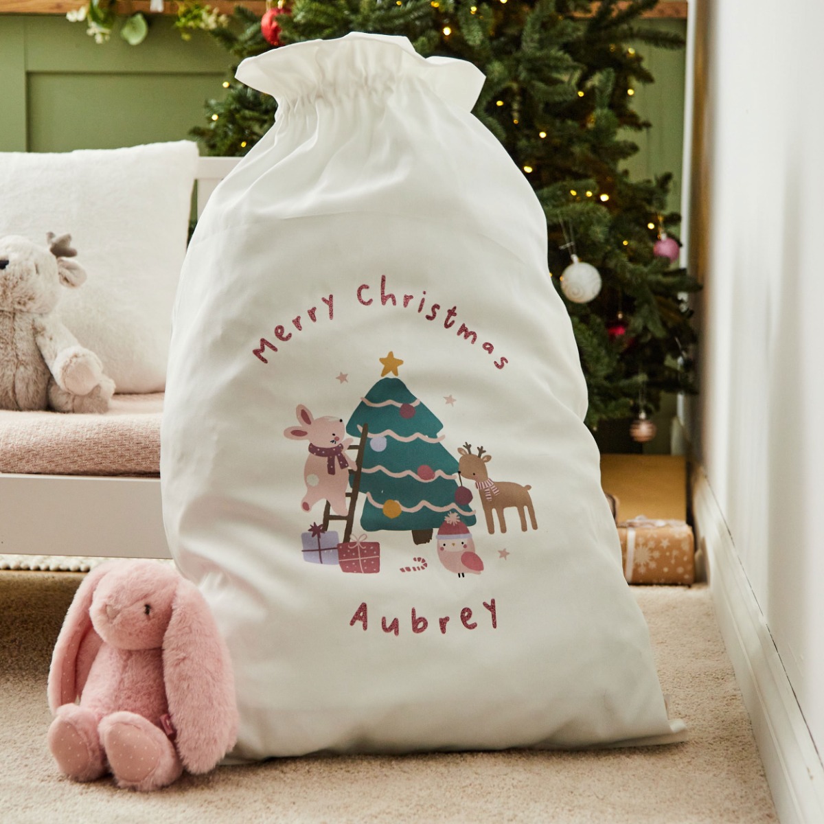 Personalised Christmas Tree Canvas Gift Sack