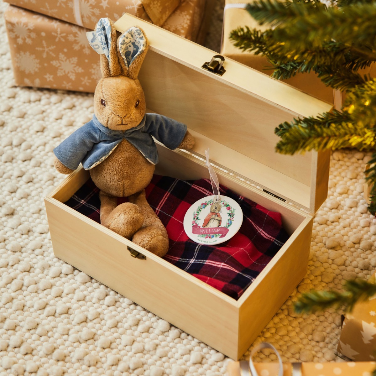 Personalised Peter Rabbit Wooden Christmas Eve Box FSC