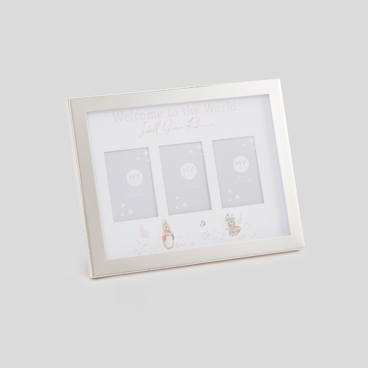 Personalised Flopsy Bunny Born To Be Loved Silver Photo Frame