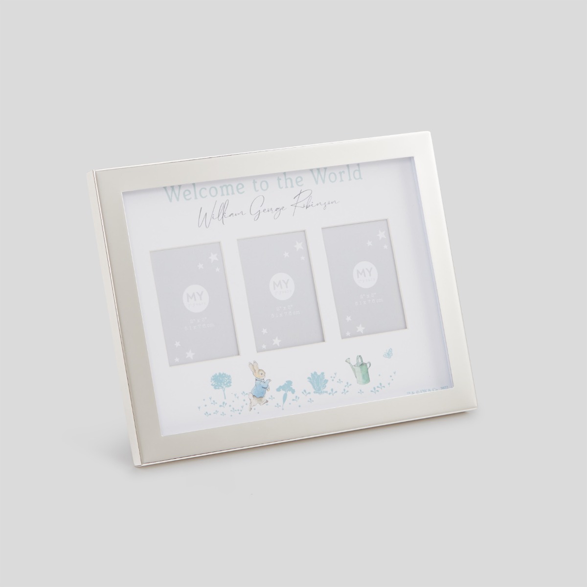 Personalised Peter Rabbit Born To Be Loved Silver Photo Frame