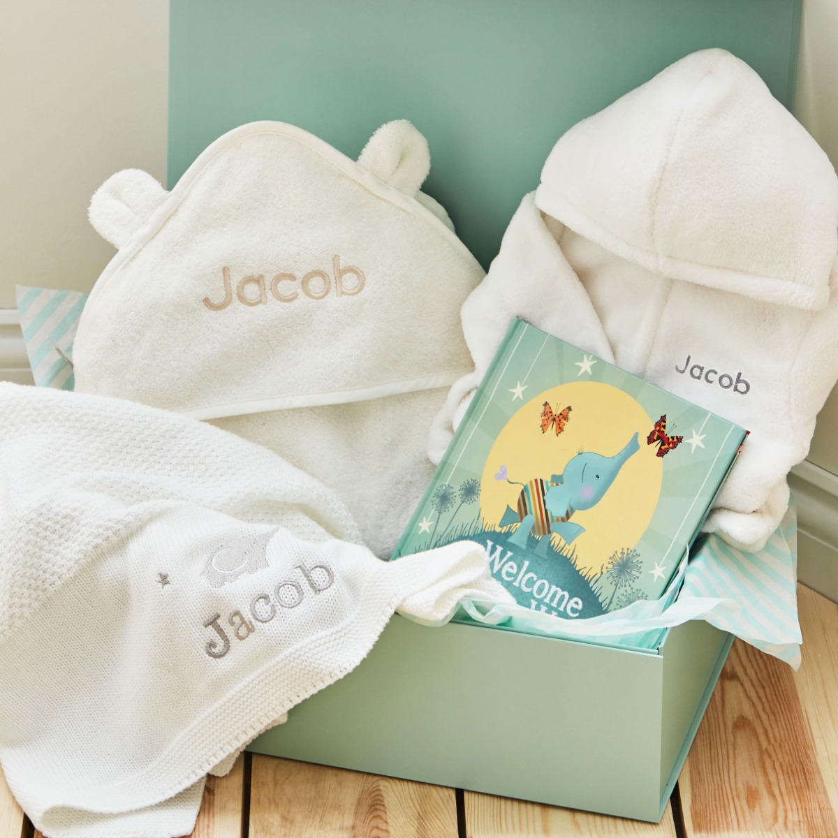 Personalised Born To Be Loved New Baby Essentials Ivory Gift Set