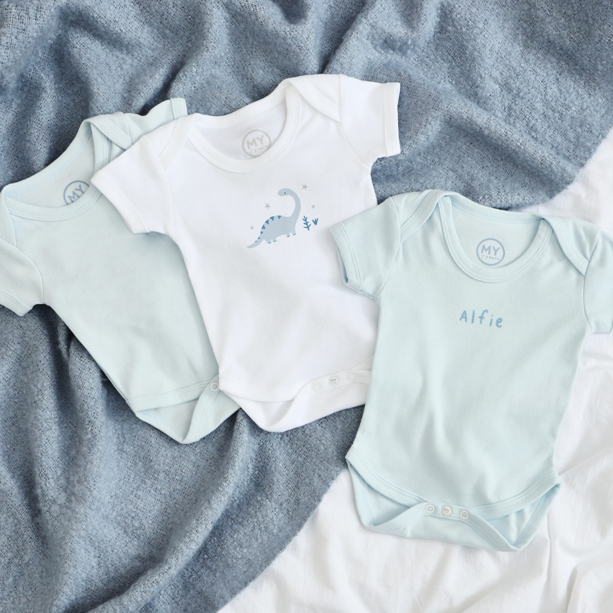 Personalised 3-Pack Dinosaur Bodysuits