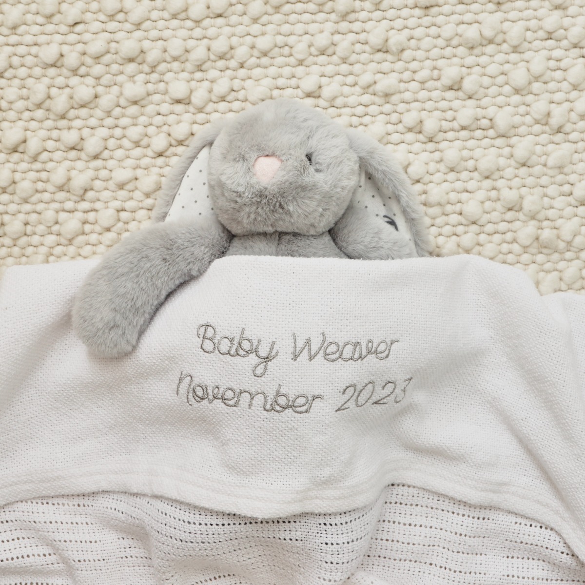 Personalised Ivory Cellular Blanket