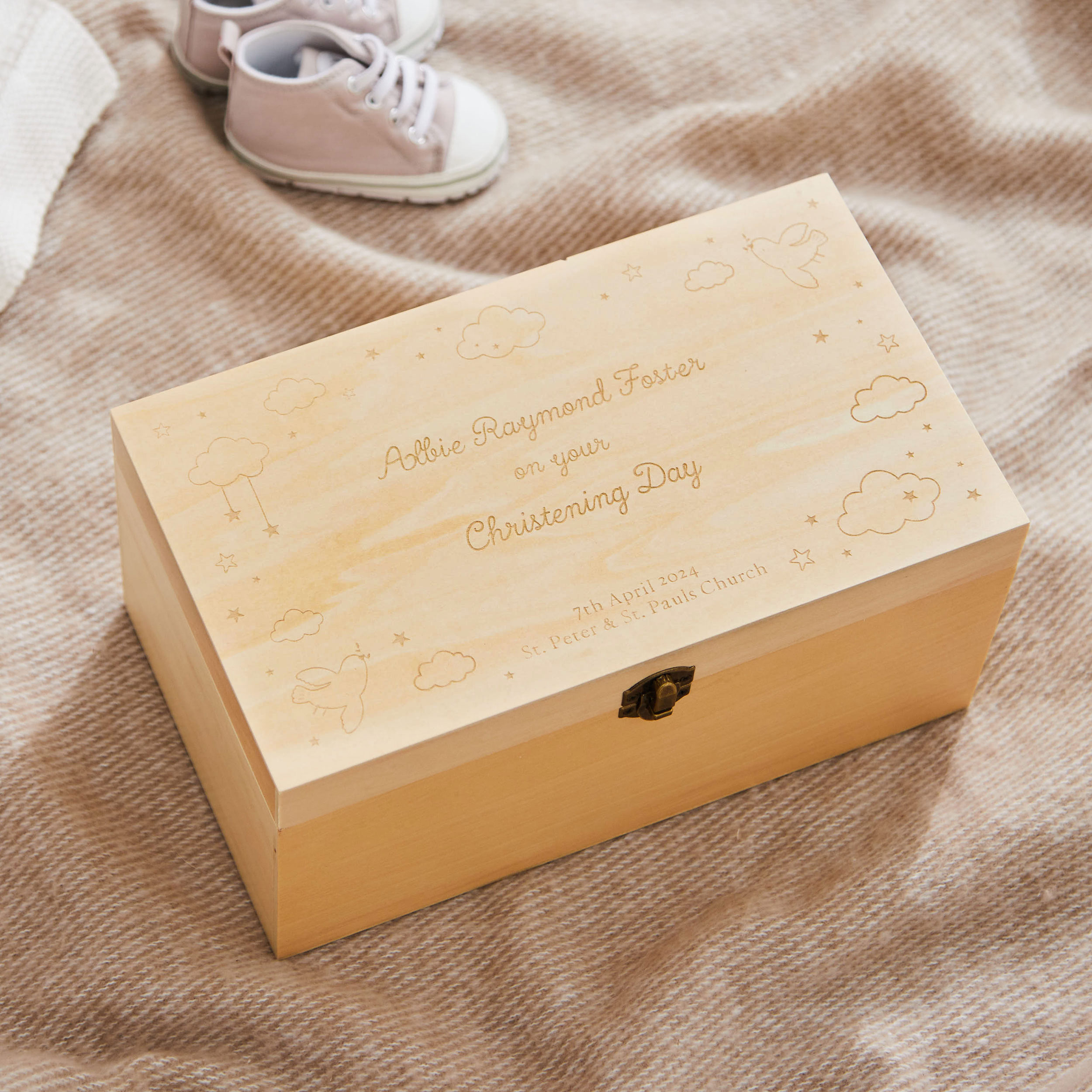 Personalised Wooden Christening Day Keepsake Box