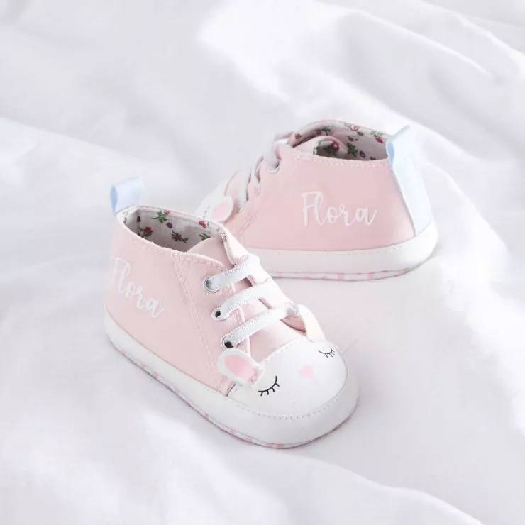 Personalised Pink Bunny High Top Trainers