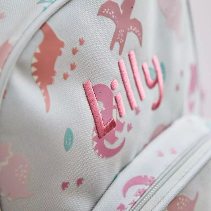 Personalised Pink Dinosaur Print Mini Backpack