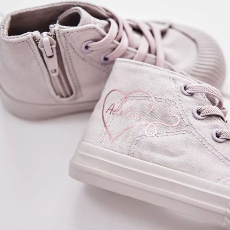 Personalised Dusty Pink Heart Toddler High Top Trainers