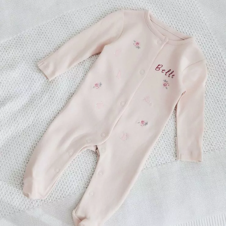 Personalised Pink Bunny Sleepsuit