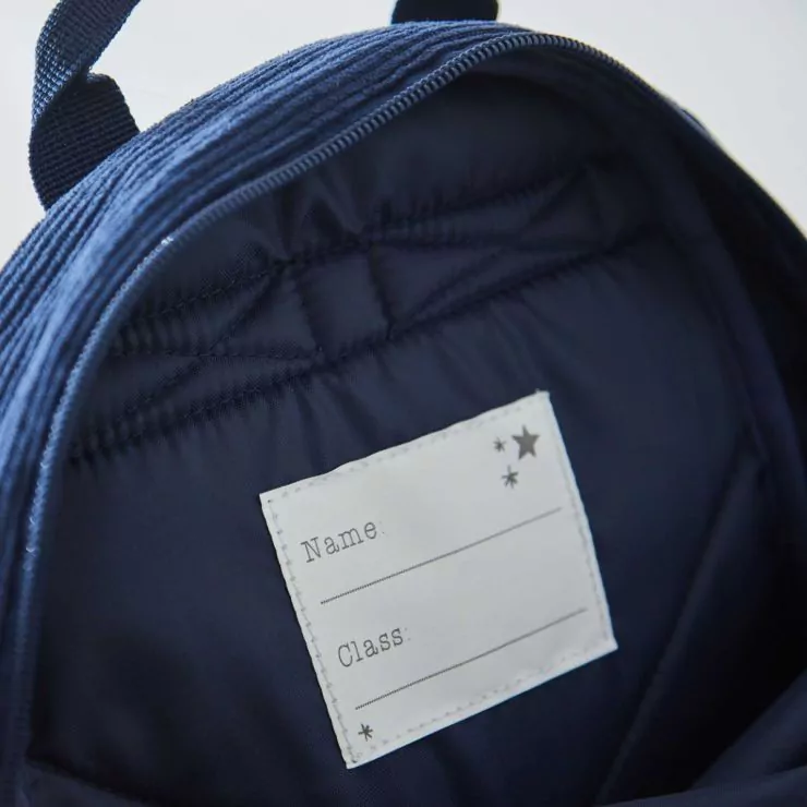 Personalised Letter Patch Navy Mini Cord Backpack