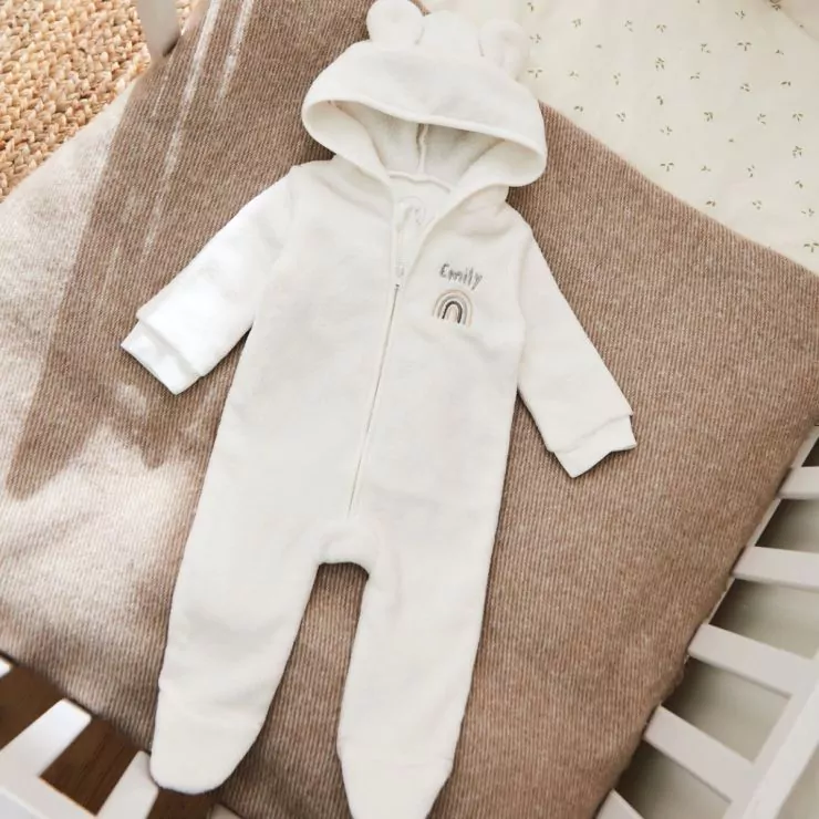 Personalised Rainbow Ivory Fleece Onesie