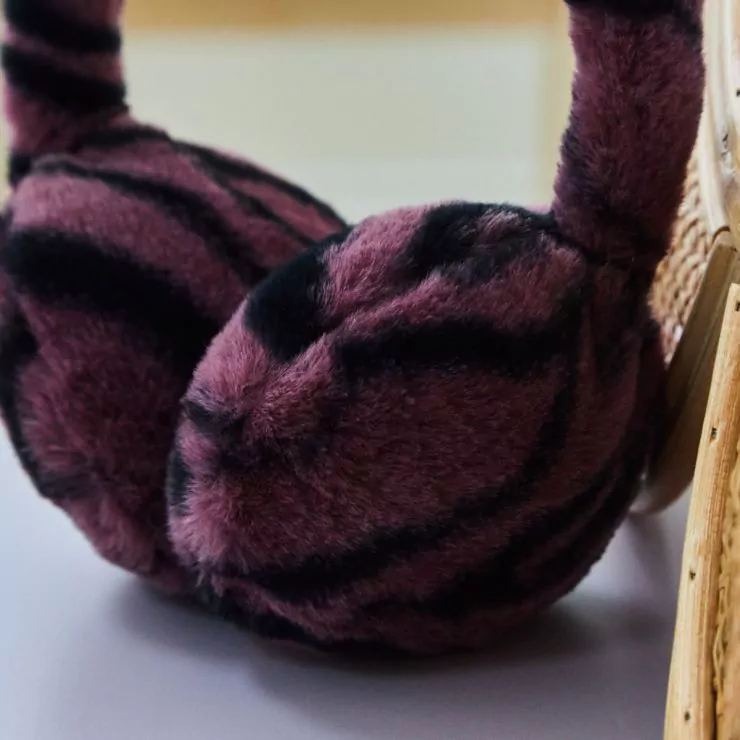 Stych Pink Zebra Stripe Earmuffs