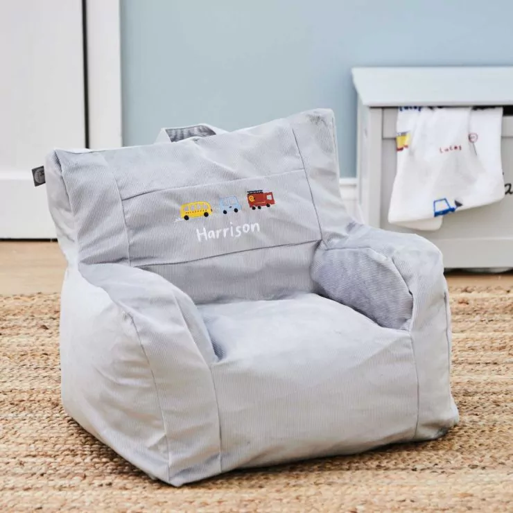 Personalised On The Move Grey Cord Chair