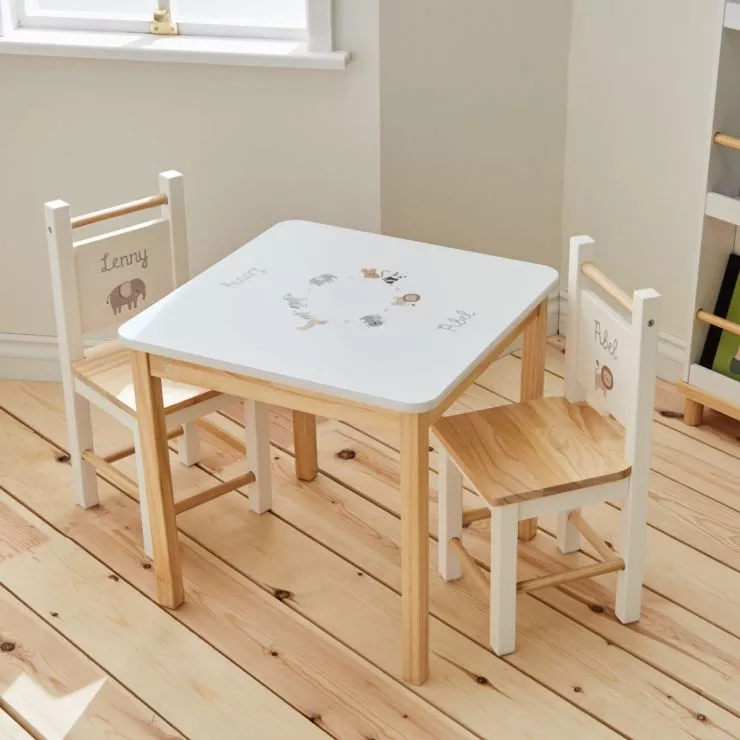 Personalised Born To Be Loved Safari Table and Chairs Set