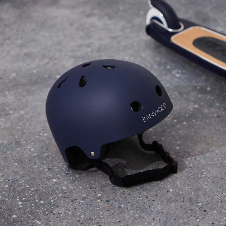 Personalised Navy Banwood Three-Wheel Scooter and Helmet Set