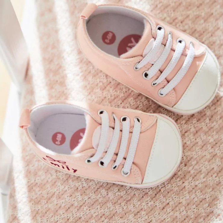 Personalised Pink Bow Baby High Top Shoes