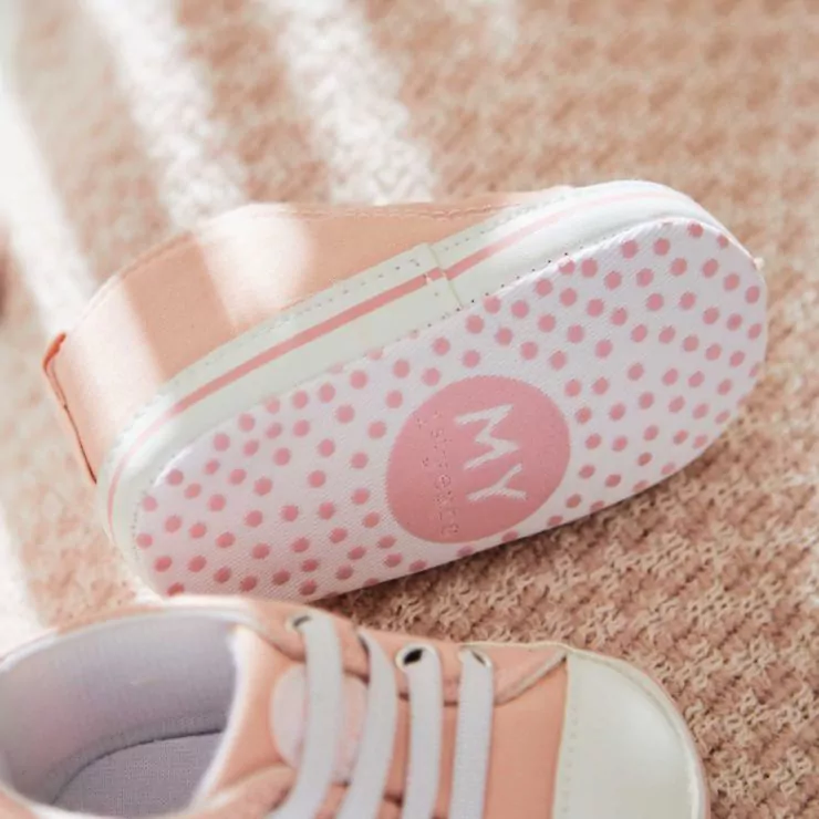 Personalised Pink Bow Baby High Top Shoes