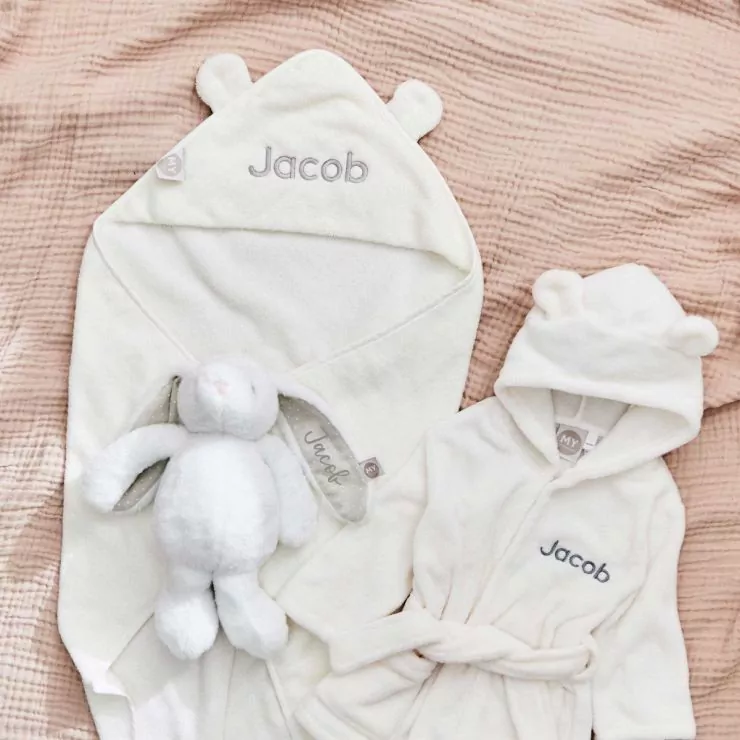 Personalised Ivory Splash, Snuggle & Cuddle Gift Set 