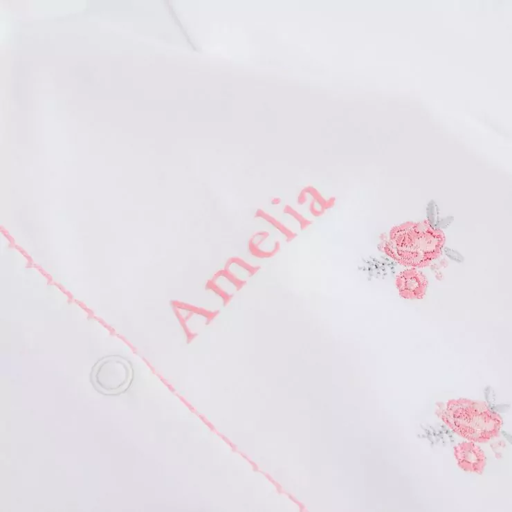 Personalised Floral Jersey Sleepsuit