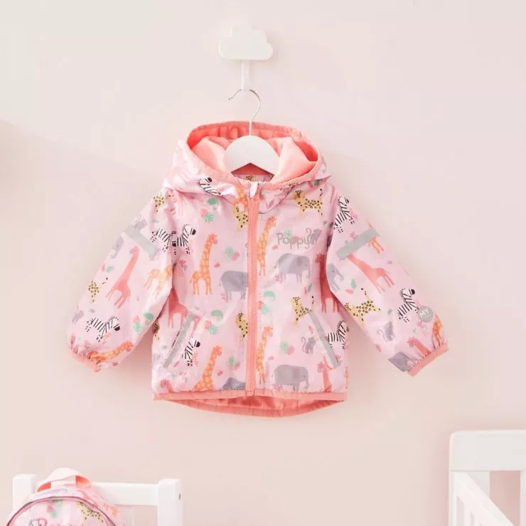 Personalised Pink Safari Print Raincoat