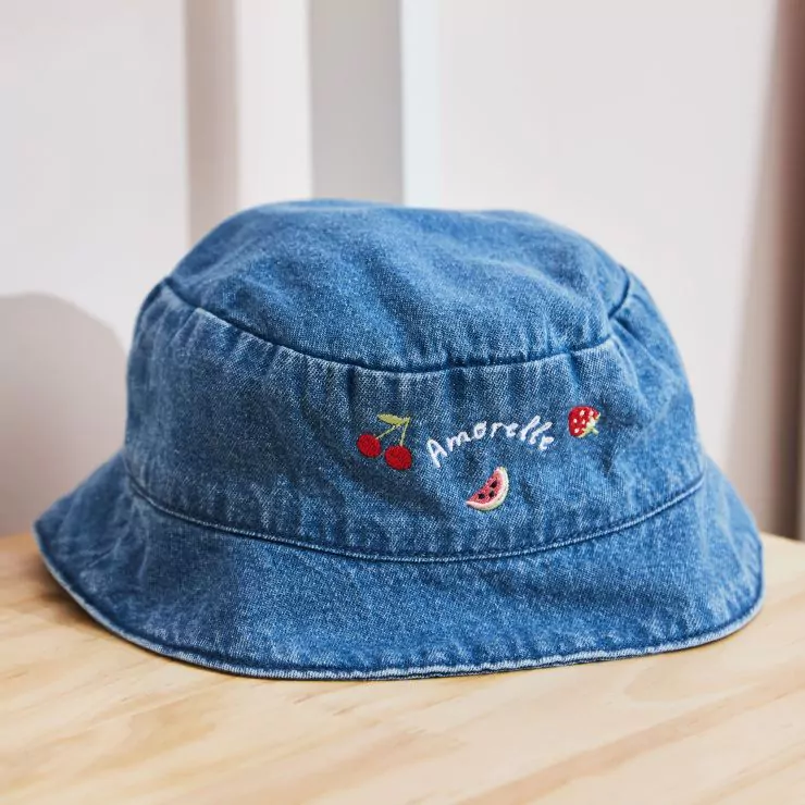 Personalised Fruit Salad Denim Bucket Hat