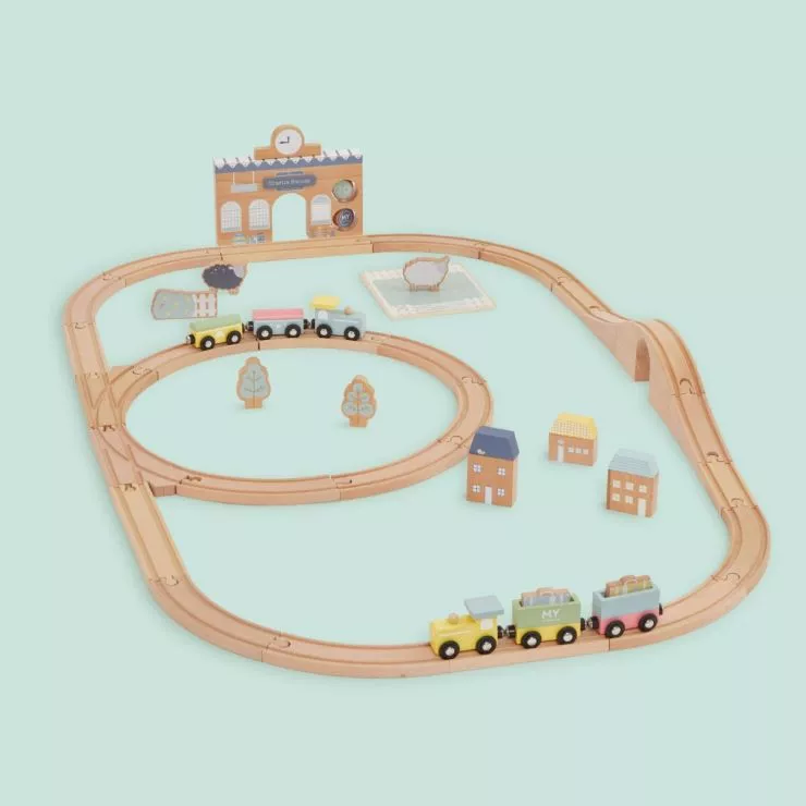 Personalised Colourful Wooden Toy Train Set