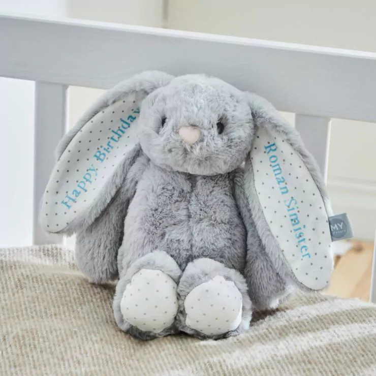 Personalised Grey Bunny Soft Toy